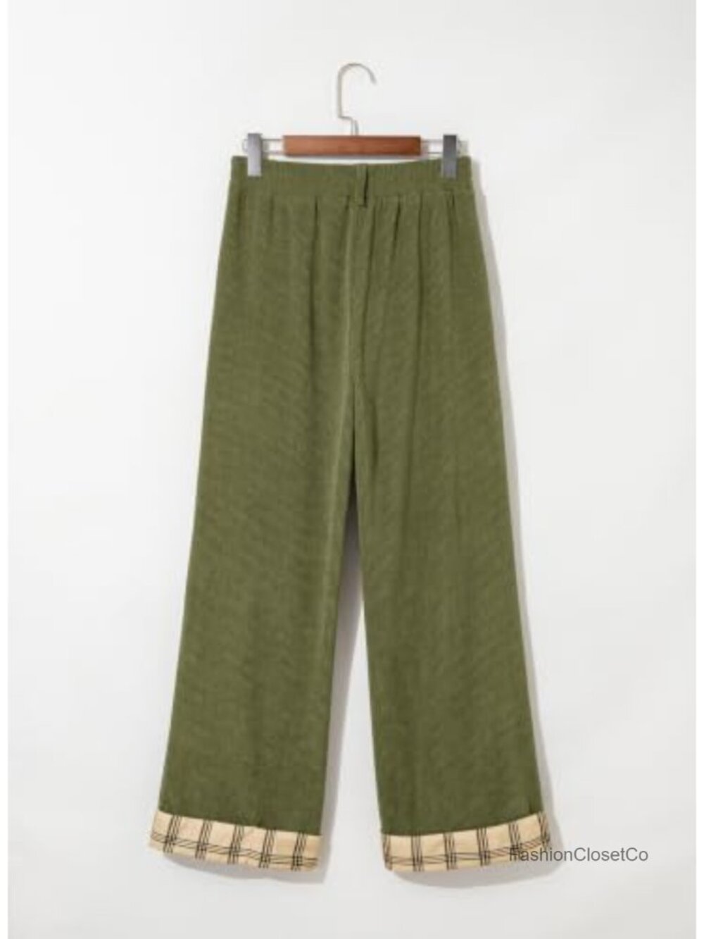 Women's Corduroy Wide Leg Pants with Pockets High Rise Elastic Waist Fall Casual - Picture 4 of 6
